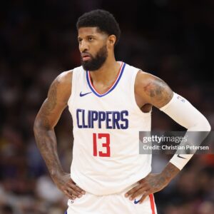 PHOENIX, ARIZONA - APRIL 09: Paul George #13 of the LA Clippers during the second half of the NBA game at Footprint Center on April 09, 2024 in Phoenix, Arizona.  NOTE TO USER: User expressly acknowledges and agrees that, by downloading and or using this photograph, User is consenting to the terms and conditions of the Getty Images License Agreement.  (Photo by Christian Petersen/Getty Images)