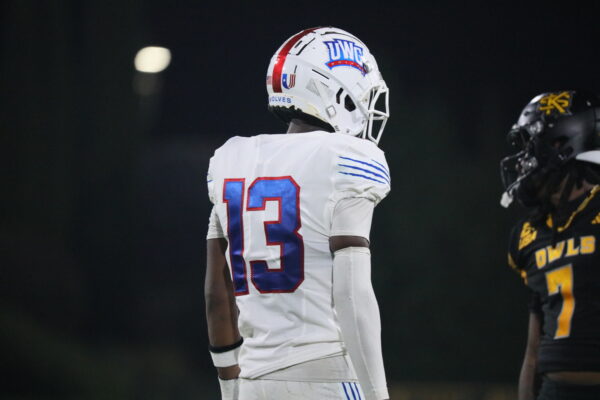 University of West Georgia cornerback Shawn Cummings stares down a Kennesaw State wide receiver before a play during their matchup on Sept. 3, 2026