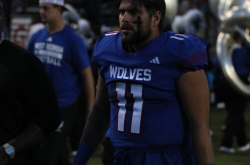 Picture of Colton Fitzgerald UWG football player in blue